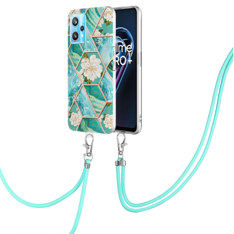 Splicing Marble Flower Pattern TPU Phone Case with Lanyard