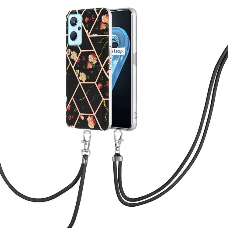 Splicing Marble Flower Pattern TPU Phone Case with Lanyard