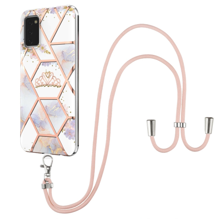Splicing Marble Flower Pattern TPU Phone Case with Lanyard