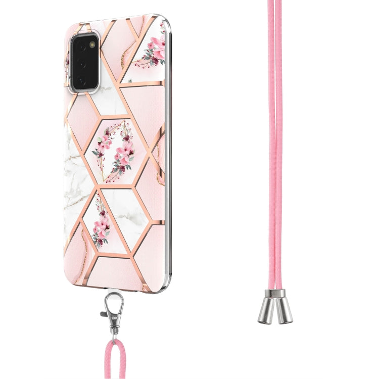 Splicing Marble Flower Pattern TPU Phone Case with Lanyard