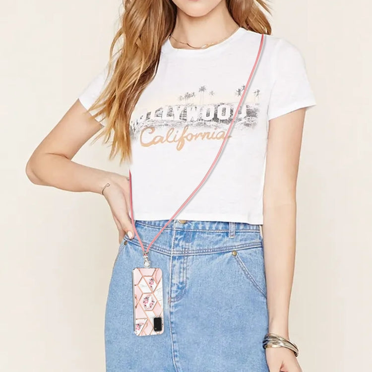 Splicing Marble Flower Pattern TPU Phone Case with Lanyard