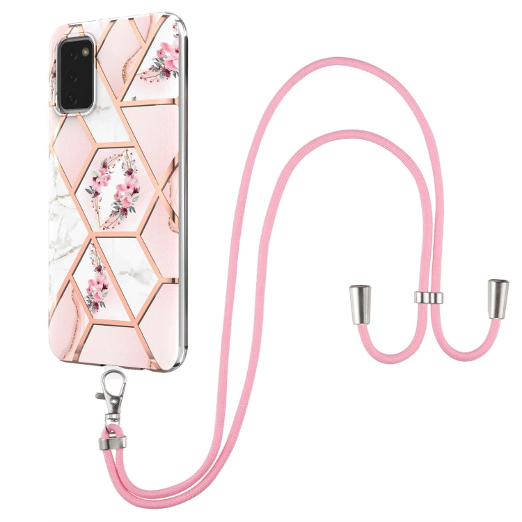 Splicing Marble Flower Pattern TPU Phone Case with Lanyard