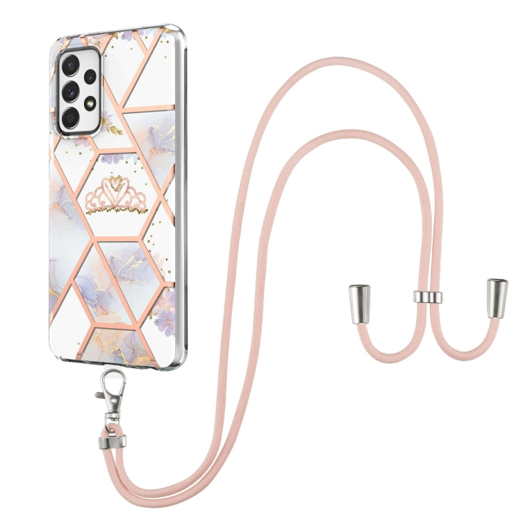 Splicing Marble Flower Pattern TPU Phone Case with Lanyard