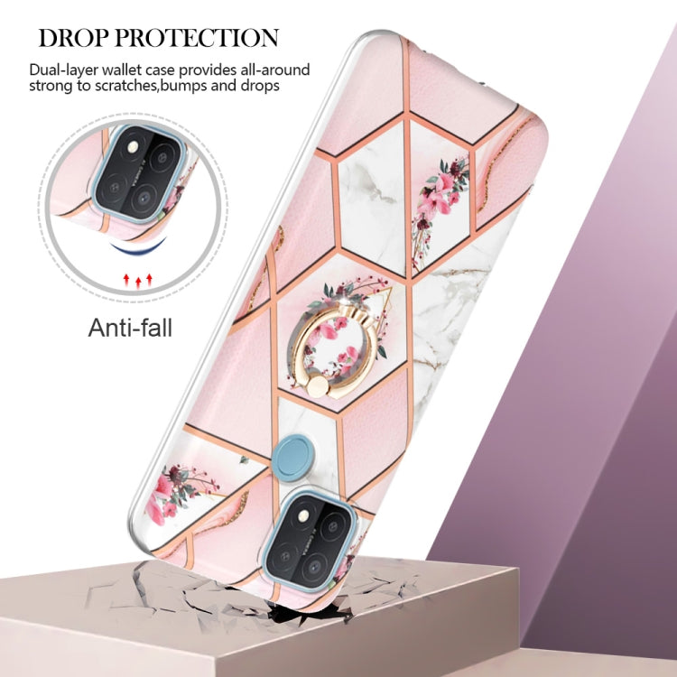 Splicing Marble Flower Pattern TPU Ring Holder Case