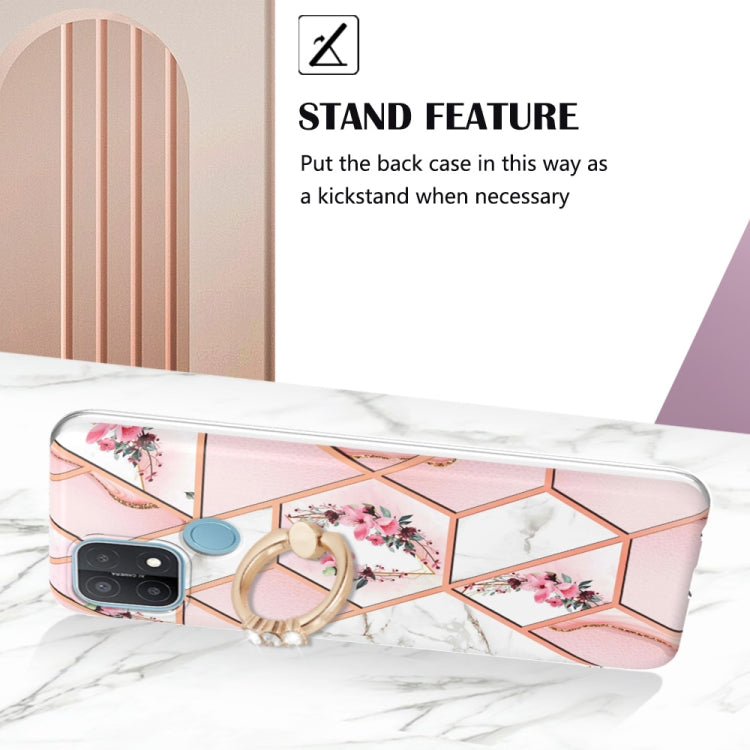 Splicing Marble Flower Pattern TPU Ring Holder Case, For OPPO A15 / A15s, For OPPO A53s 5G / A55 5G / A54 4G, For OPPO A74 5G / A93 5G / A54 5G, For OPPO A94 5G / A95 5G, For OPPO Realme 8i, For OPPO Realme 9 Pro+ 5G, For OPPO Realme 9 Pro 5G