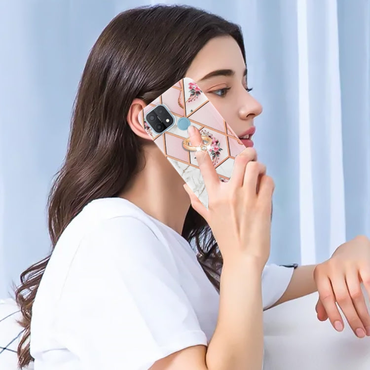 Splicing Marble Flower Pattern TPU Ring Holder Case