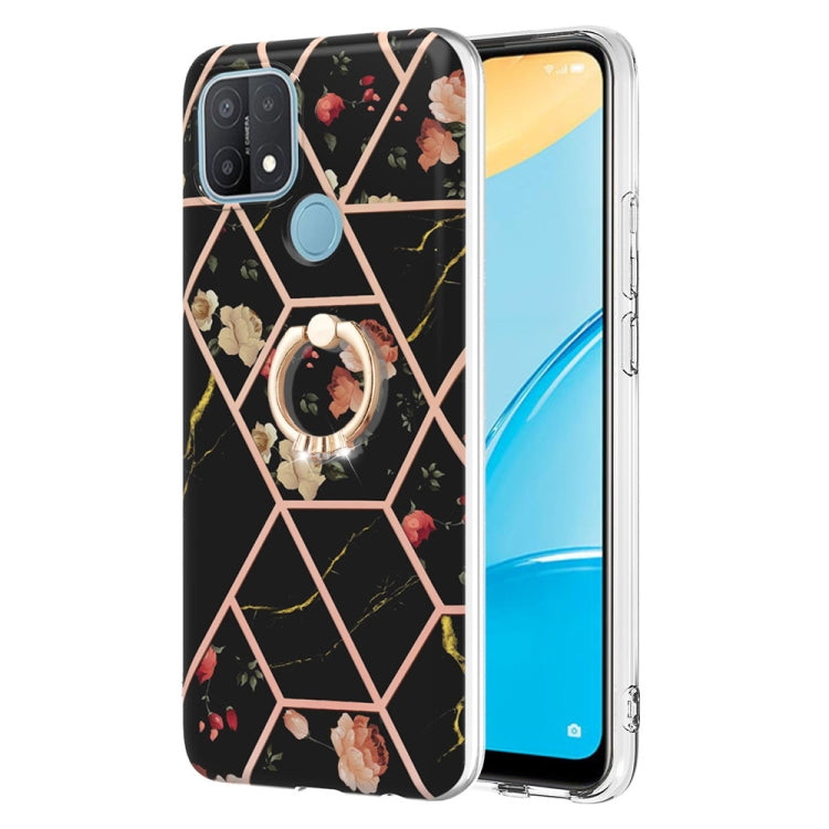 Splicing Marble Flower Pattern TPU Ring Holder Case