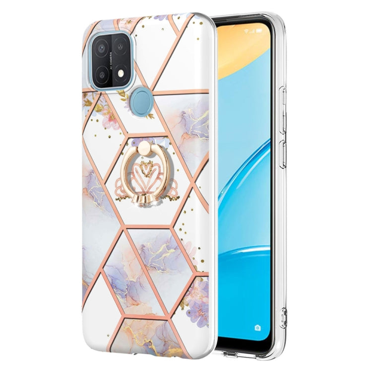 Splicing Marble Flower Pattern TPU Ring Holder Case, For OPPO A15 / A15s, For OPPO A53s 5G / A55 5G / A54 4G, For OPPO A74 5G / A93 5G / A54 5G, For OPPO A94 5G / A95 5G, For OPPO Realme 8i, For OPPO Realme 9 Pro+ 5G, For OPPO Realme 9 Pro 5G