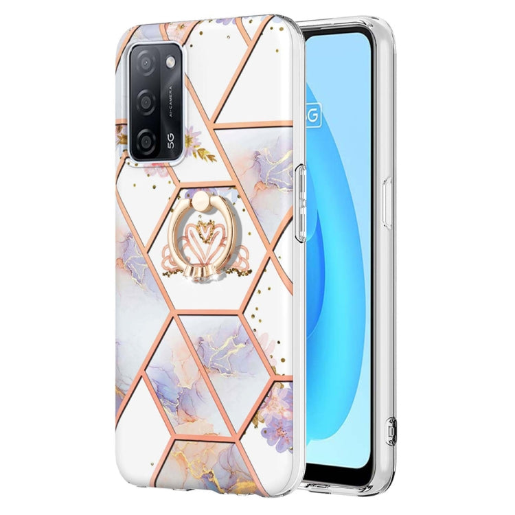 Splicing Marble Flower Pattern TPU Ring Holder Case, For OPPO A15 / A15s, For OPPO A53s 5G / A55 5G / A54 4G, For OPPO A74 5G / A93 5G / A54 5G, For OPPO A94 5G / A95 5G, For OPPO Realme 8i, For OPPO Realme 9 Pro+ 5G, For OPPO Realme 9 Pro 5G