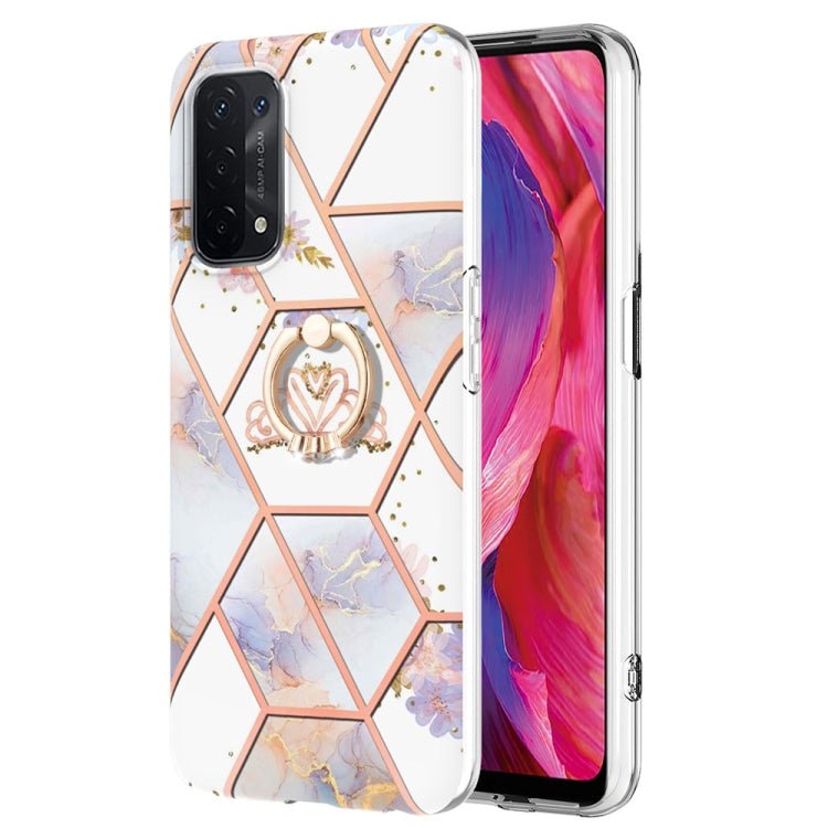 Splicing Marble Flower Pattern TPU Ring Holder Case, For OPPO A15 / A15s, For OPPO A53s 5G / A55 5G / A54 4G, For OPPO A74 5G / A93 5G / A54 5G, For OPPO A94 5G / A95 5G, For OPPO Realme 8i, For OPPO Realme 9 Pro+ 5G, For OPPO Realme 9 Pro 5G