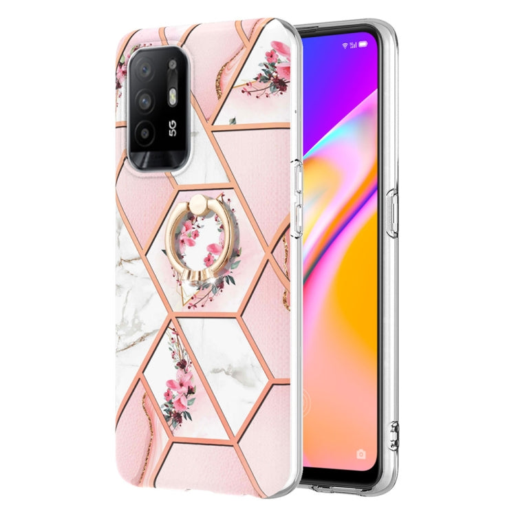 Splicing Marble Flower Pattern TPU Ring Holder Case, For OPPO A15 / A15s, For OPPO A53s 5G / A55 5G / A54 4G, For OPPO A74 5G / A93 5G / A54 5G, For OPPO A94 5G / A95 5G, For OPPO Realme 8i, For OPPO Realme 9 Pro+ 5G, For OPPO Realme 9 Pro 5G