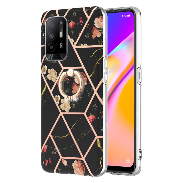 Splicing Marble Flower Pattern TPU Ring Holder Case, For OPPO A15 / A15s, For OPPO A53s 5G / A55 5G / A54 4G, For OPPO A74 5G / A93 5G / A54 5G, For OPPO A94 5G / A95 5G, For OPPO Realme 8i, For OPPO Realme 9 Pro+ 5G, For OPPO Realme 9 Pro 5G