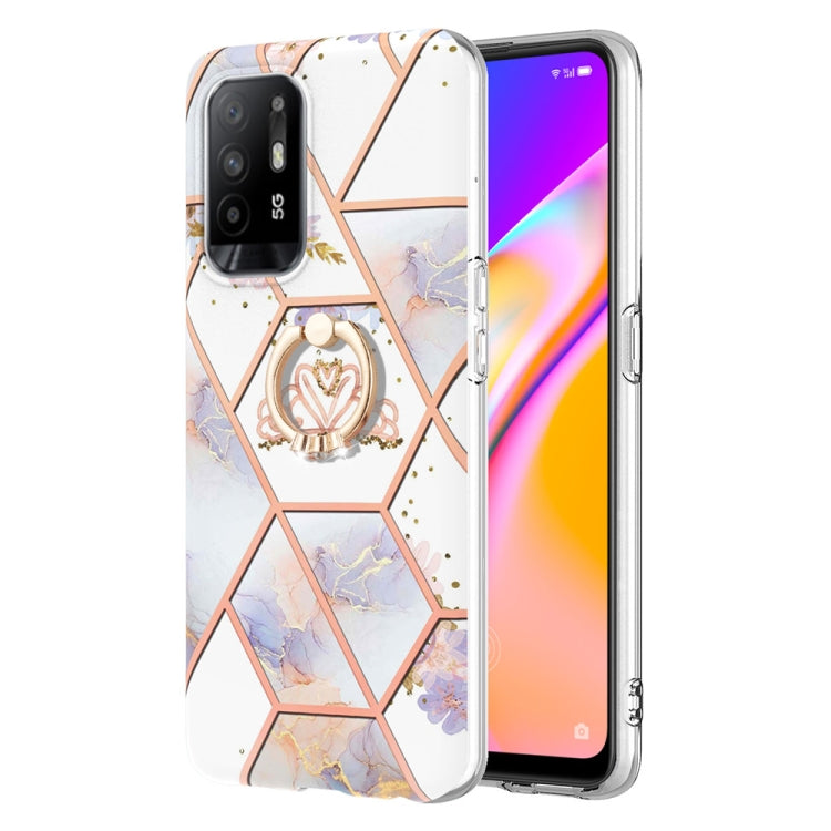 Splicing Marble Flower Pattern TPU Ring Holder Case, For OPPO A15 / A15s, For OPPO A53s 5G / A55 5G / A54 4G, For OPPO A74 5G / A93 5G / A54 5G, For OPPO A94 5G / A95 5G, For OPPO Realme 8i, For OPPO Realme 9 Pro+ 5G, For OPPO Realme 9 Pro 5G