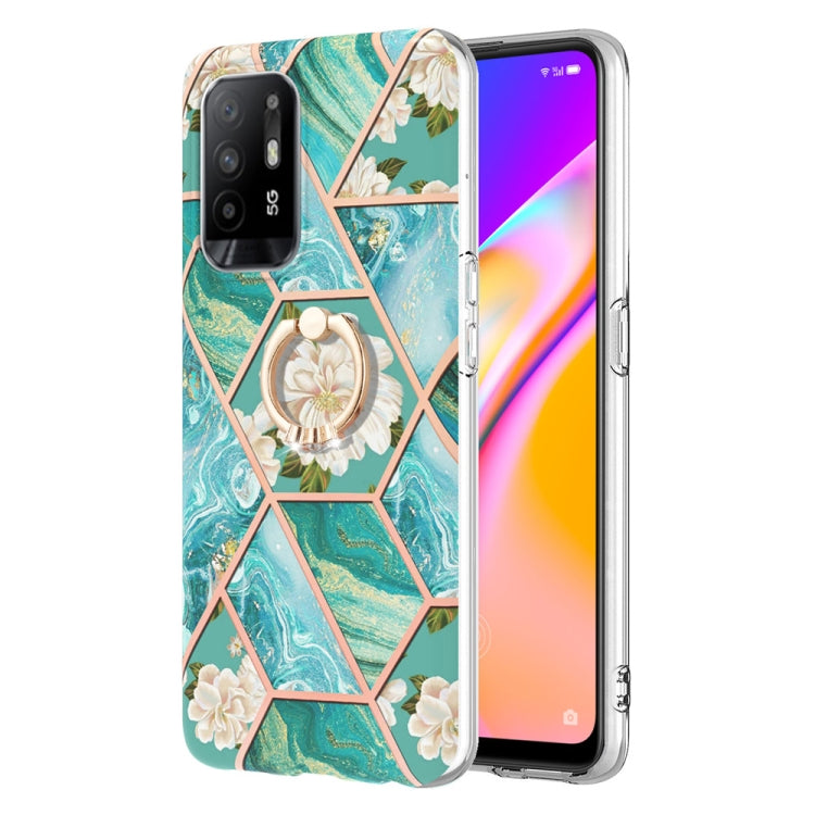 Splicing Marble Flower Pattern TPU Ring Holder Case, For OPPO A15 / A15s, For OPPO A53s 5G / A55 5G / A54 4G, For OPPO A74 5G / A93 5G / A54 5G, For OPPO A94 5G / A95 5G, For OPPO Realme 8i, For OPPO Realme 9 Pro+ 5G, For OPPO Realme 9 Pro 5G