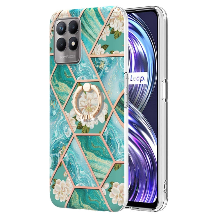 Splicing Marble Flower Pattern TPU Ring Holder Case, For OPPO A15 / A15s, For OPPO A53s 5G / A55 5G / A54 4G, For OPPO A74 5G / A93 5G / A54 5G, For OPPO A94 5G / A95 5G, For OPPO Realme 8i, For OPPO Realme 9 Pro+ 5G, For OPPO Realme 9 Pro 5G