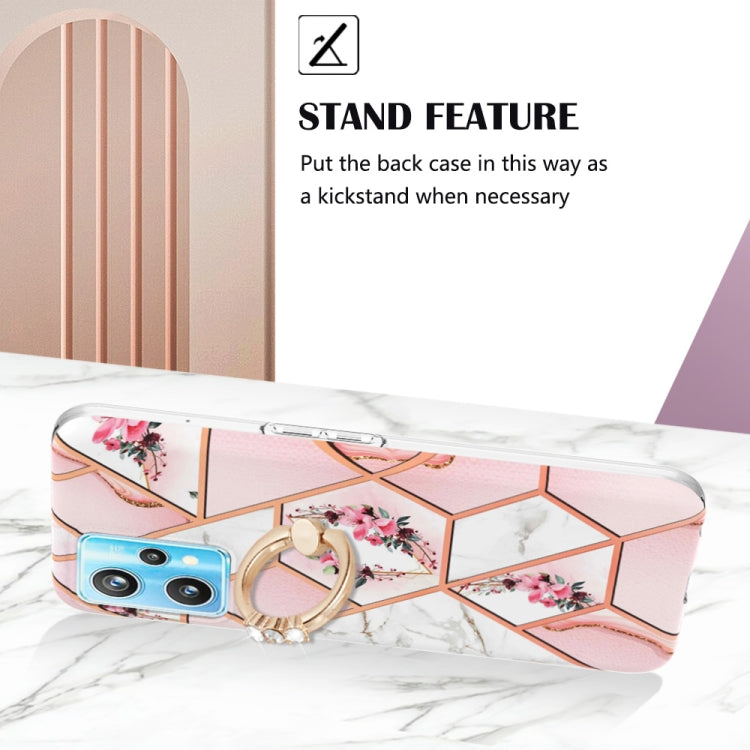 Splicing Marble Flower Pattern TPU Ring Holder Case