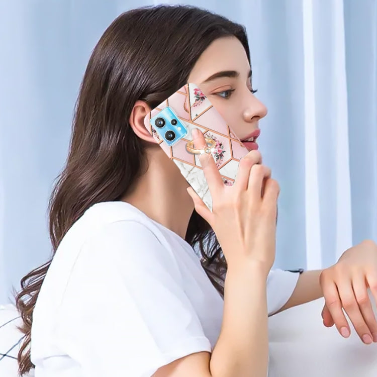 Splicing Marble Flower Pattern TPU Ring Holder Case