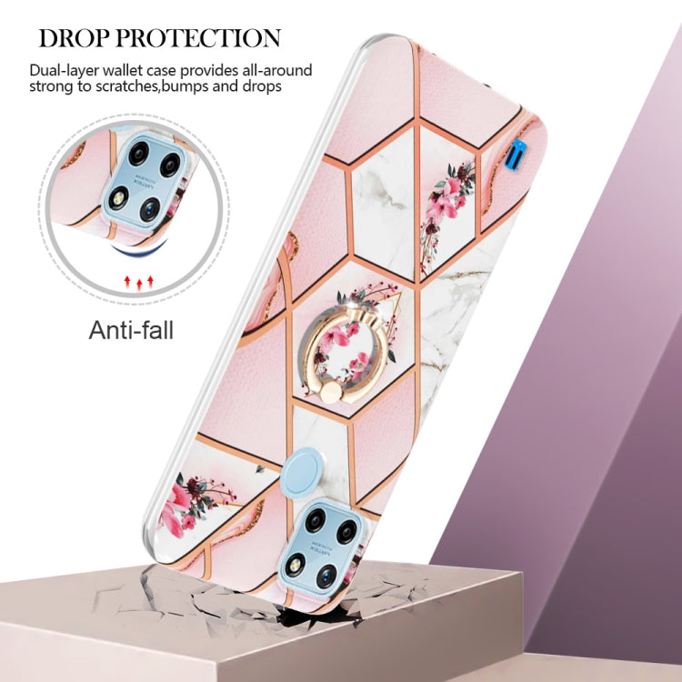 Splicing Marble Flower Pattern TPU Ring Holder Case, For OPPO Realme C21Y, For OPPO Reno6 5G, For OPPO Reno6 Pro+ 5G / Reno6 Pro