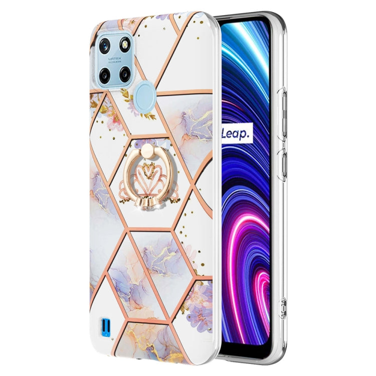 Splicing Marble Flower Pattern TPU Ring Holder Case, For OPPO Realme C21Y, For OPPO Reno6 5G, For OPPO Reno6 Pro+ 5G / Reno6 Pro