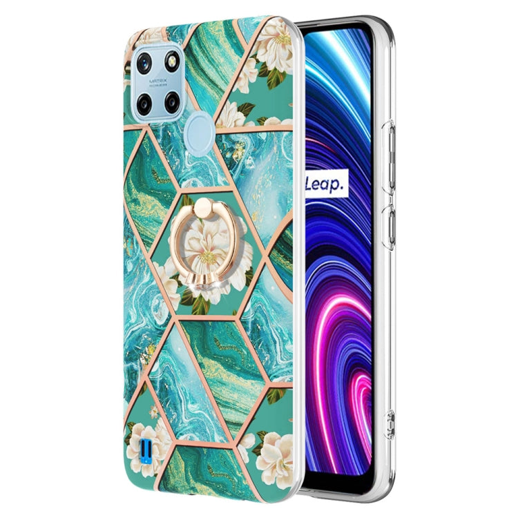 Splicing Marble Flower Pattern TPU Ring Holder Case, For OPPO Realme C21Y, For OPPO Reno6 5G, For OPPO Reno6 Pro+ 5G / Reno6 Pro