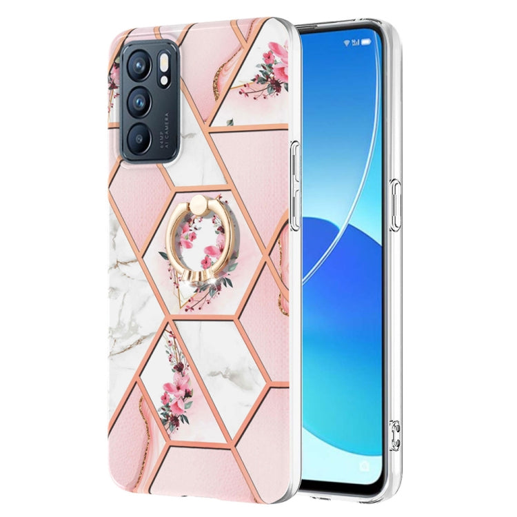 Splicing Marble Flower Pattern TPU Ring Holder Case, For OPPO Realme C21Y, For OPPO Reno6 5G, For OPPO Reno6 Pro+ 5G / Reno6 Pro