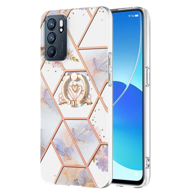 Splicing Marble Flower Pattern TPU Ring Holder Case, For OPPO Realme C21Y, For OPPO Reno6 5G, For OPPO Reno6 Pro+ 5G / Reno6 Pro