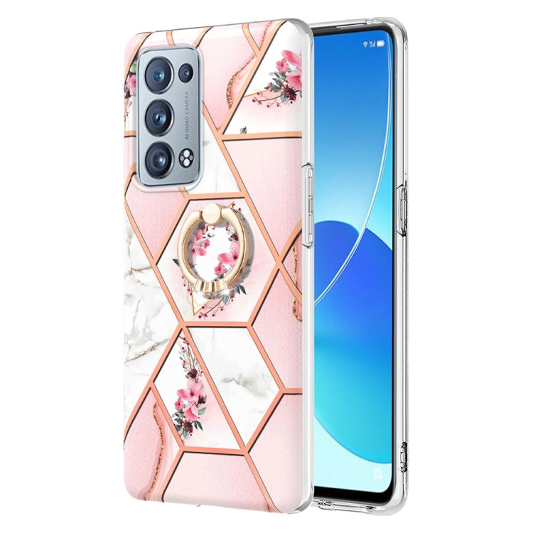 Splicing Marble Flower Pattern TPU Ring Holder Case, For OPPO Realme C21Y, For OPPO Reno6 5G, For OPPO Reno6 Pro+ 5G / Reno6 Pro