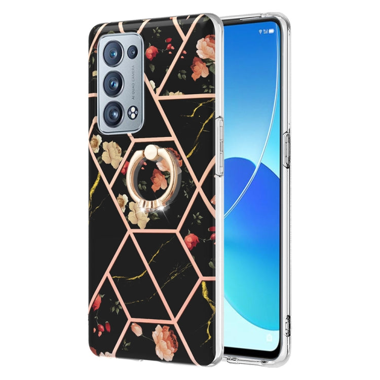 Splicing Marble Flower Pattern TPU Ring Holder Case, For OPPO Realme C21Y, For OPPO Reno6 5G, For OPPO Reno6 Pro+ 5G / Reno6 Pro