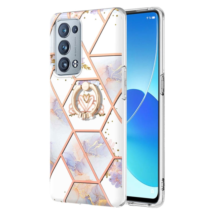 Splicing Marble Flower Pattern TPU Ring Holder Case, For OPPO Realme C21Y, For OPPO Reno6 5G, For OPPO Reno6 Pro+ 5G / Reno6 Pro