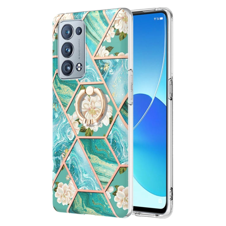 Splicing Marble Flower Pattern TPU Ring Holder Case, For OPPO Realme C21Y, For OPPO Reno6 5G, For OPPO Reno6 Pro+ 5G / Reno6 Pro