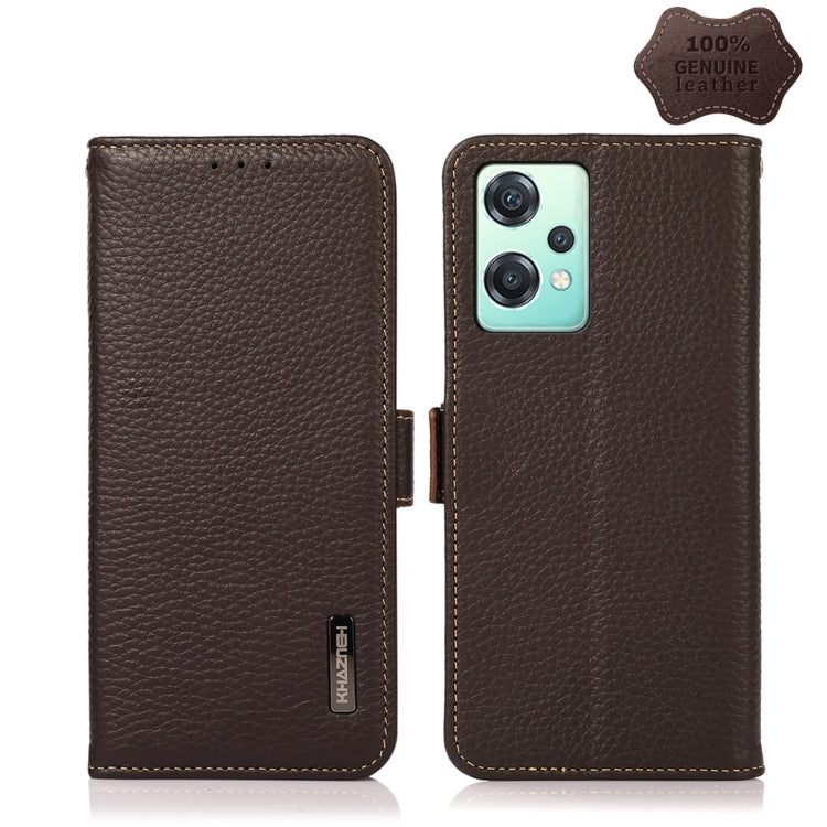 KHAZNEH Side-Magnetic Litchi Genuine Leather RFID Phone Case, For OnePlus Nord CE 2 Lite 5G, For OPPO K10 5G, For OPPO K10 Pro 5G, For vivo S15e