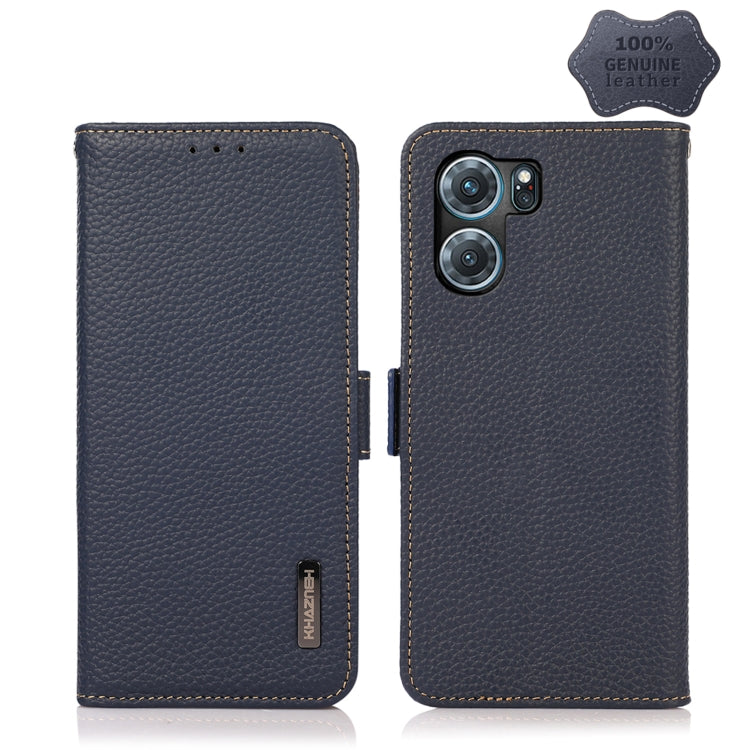 KHAZNEH Side-Magnetic Litchi Genuine Leather RFID Phone Case, For OnePlus Nord CE 2 Lite 5G, For OPPO K10 5G, For OPPO K10 Pro 5G, For vivo S15e