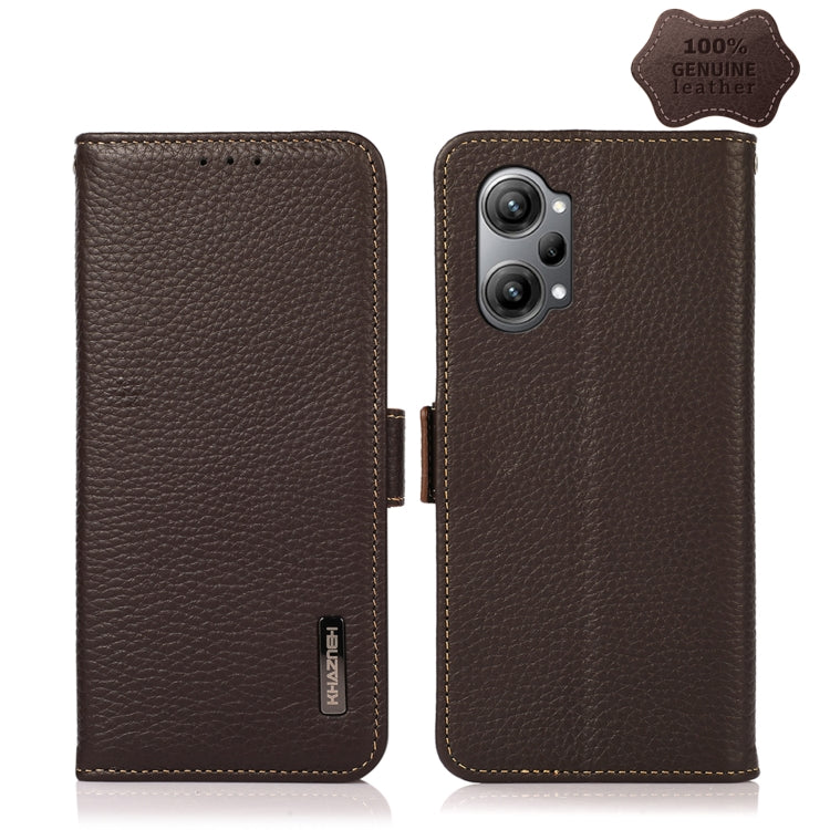 KHAZNEH Side-Magnetic Litchi Genuine Leather RFID Phone Case, For OnePlus Nord CE 2 Lite 5G, For OPPO K10 5G, For OPPO K10 Pro 5G, For vivo S15e