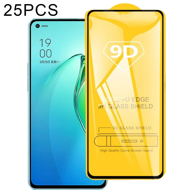 25 PCS 9D Full Glue Screen Tempered Glass Film, For OnePlus Nord 2T / Nord 2 5G (25 PCS), For OPPO Reno8 Pro (25 PCS), For OPPO Reno8 Pro+ (25 PCS)