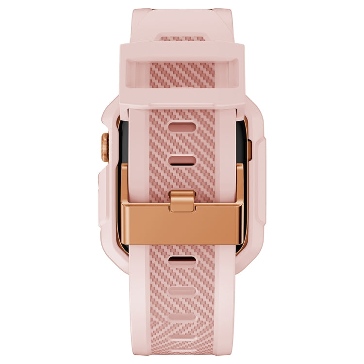 Integrated Carbon Fiber Pattern Silicone Watch Band For Apple Watch Series, 7 41mm / 6&amp;SE&amp;5&amp;4 40mm / 3&amp;2&amp;1 38mm, 7 45mm / 6&amp;SE&amp;5&amp;4 44mm / 3&amp;2&amp;1 42mm