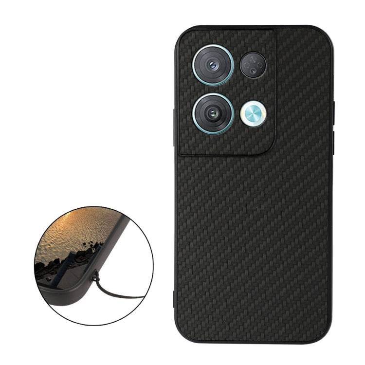 Carbon Fiber Texture Shockproof Protective Phone Case, For OPPO Reno8
