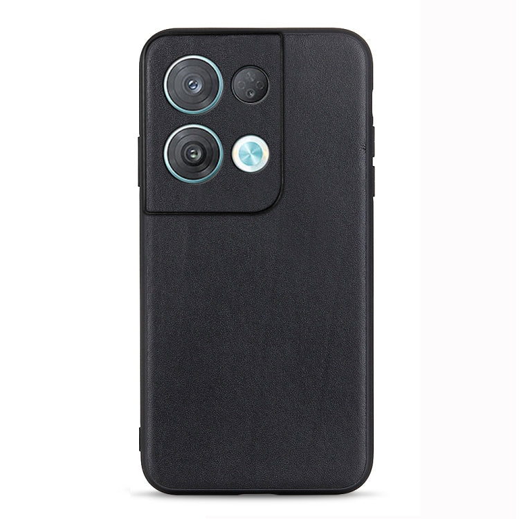 Accurate Hole Lambskin Texture Genuine Leather Phone Case, For OPPO Reno8