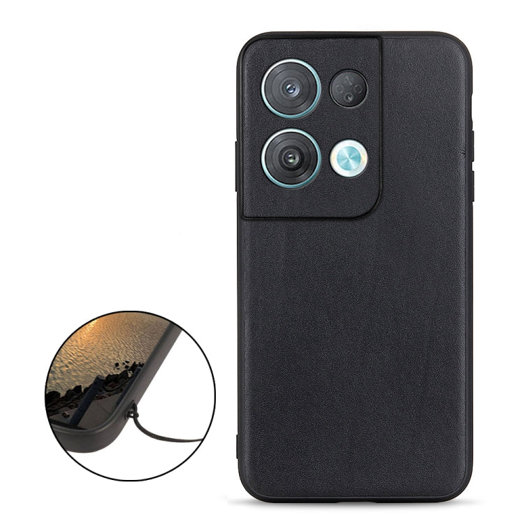 Accurate Hole Lambskin Texture Genuine Leather Phone Case, For OPPO Reno8