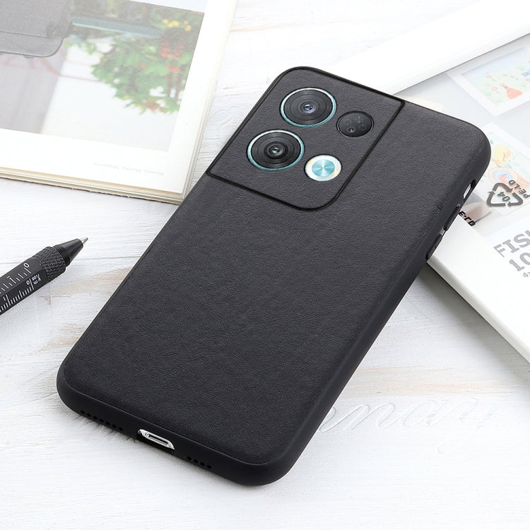 Accurate Hole Lambskin Texture Genuine Leather Phone Case, For OPPO Reno8