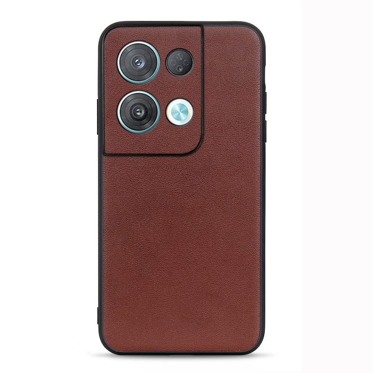 Accurate Hole Lambskin Texture Genuine Leather Phone Case, For OPPO Reno8