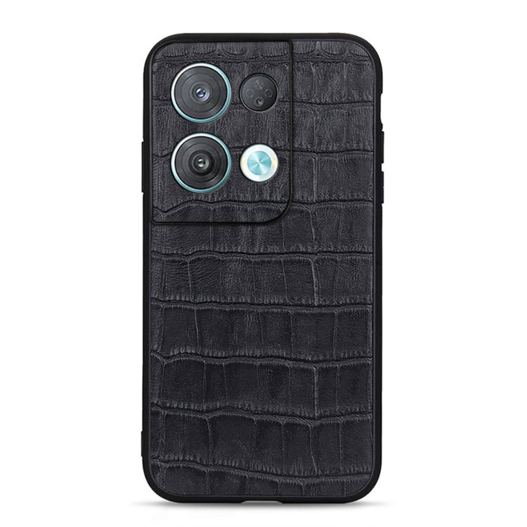 Crocodile Texture Genuine Leather Phone Case, For OPPO Reno8