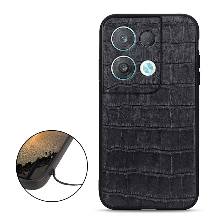 Crocodile Texture Genuine Leather Phone Case, For OPPO Reno8