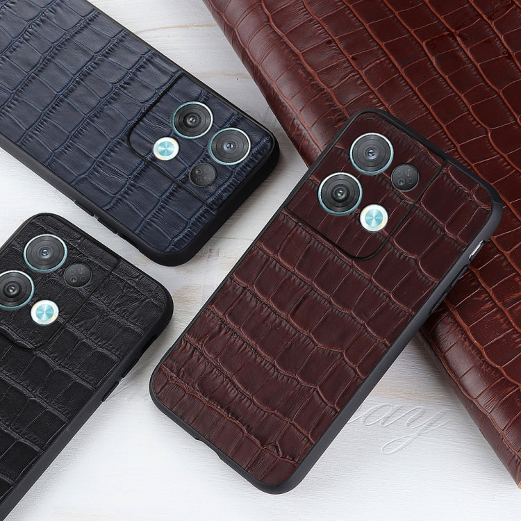 Crocodile Texture Genuine Leather Phone Case, For OPPO Reno8