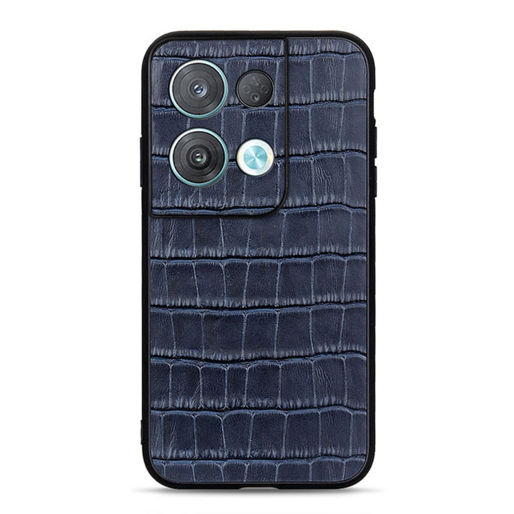 Crocodile Texture Genuine Leather Phone Case, For OPPO Reno8