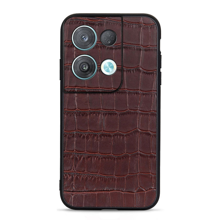 Crocodile Texture Genuine Leather Phone Case, For OPPO Reno8