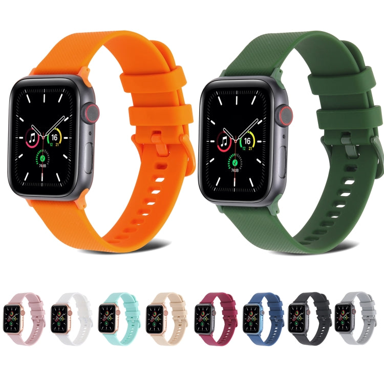 Plain Weave Silicone Watch Band For Apple Watch Series, 7 41mm / 6&amp;SE&amp;5&amp;4 40mm / 3&amp;2&amp;1 38mm, 7 45mm / 6&amp;SE&amp;5&amp;4 44mm / 3&amp;2&amp;1 42mm