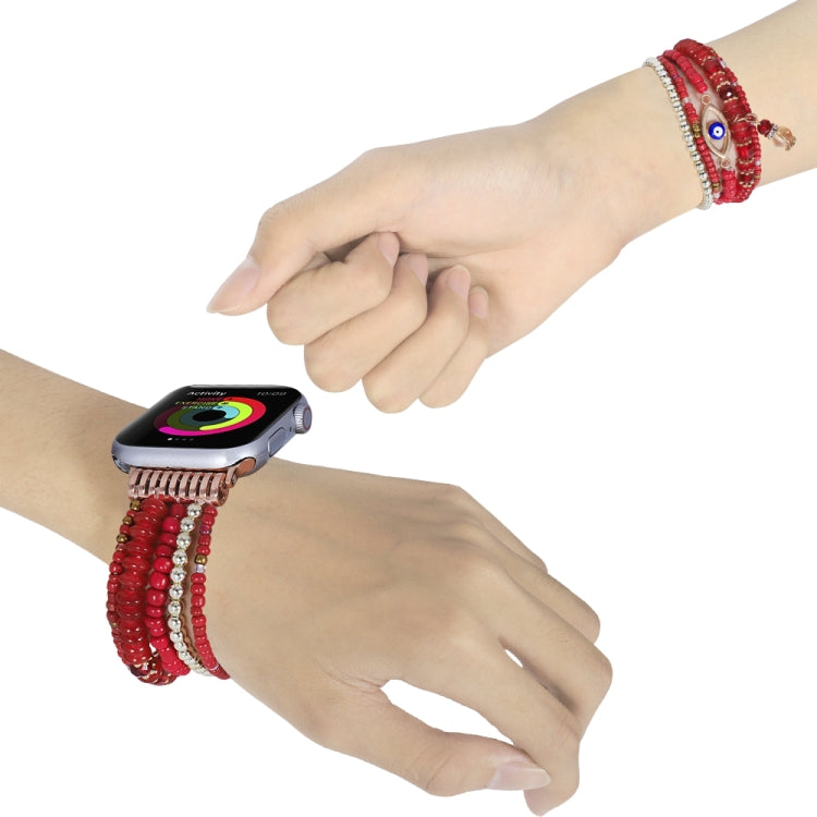 Eye Bead Chain Watch Band For Apple Watch Series, 7 41mm / 6&amp;SE&amp;5&amp;4 40mm / 3&amp;2&amp;1 38mm, 7 45mm / 6&amp;SE&amp;5&amp;4 44mm / 3&amp;2&amp;1 42mm