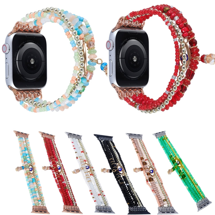 Eye Bead Chain Watch Band For Apple Watch Series, 7 41mm / 6&amp;SE&amp;5&amp;4 40mm / 3&amp;2&amp;1 38mm, 7 45mm / 6&amp;SE&amp;5&amp;4 44mm / 3&amp;2&amp;1 42mm