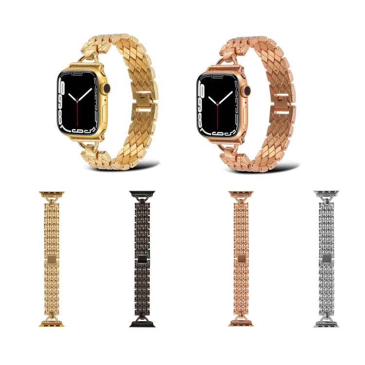 D-shaped Rhombus Metal Watch Band For Apple Watch Series, 7 41mm / 6&amp;SE&amp;5&amp;4 40mm / 3&amp;2&amp;1 38mm, 7 45mm / 6&amp;SE&amp;5&amp;4 44mm / 3&amp;2&amp;1 42mm