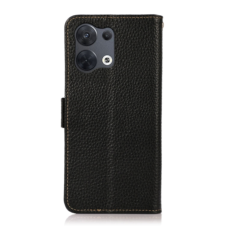 KHAZNEH Side-Magnetic Litchi Genuine Leather RFID Phone Case